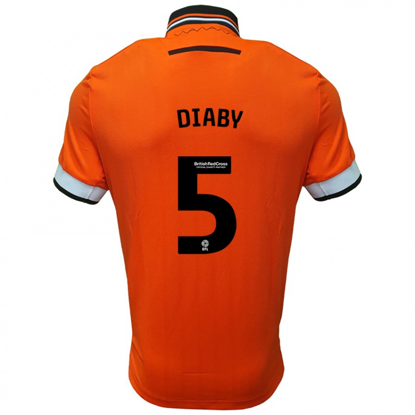 Gyermek Bambo Diaby #5 Narancssárga Fehér Idegenbeli Jersey 2024/25 Mez Póló Ing