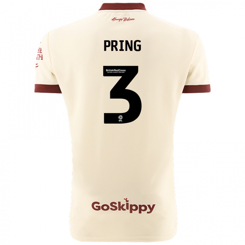 Gyermek Cameron Pring #3 Krém Fehér Idegenbeli Jersey 2024/25 Mez Póló Ing