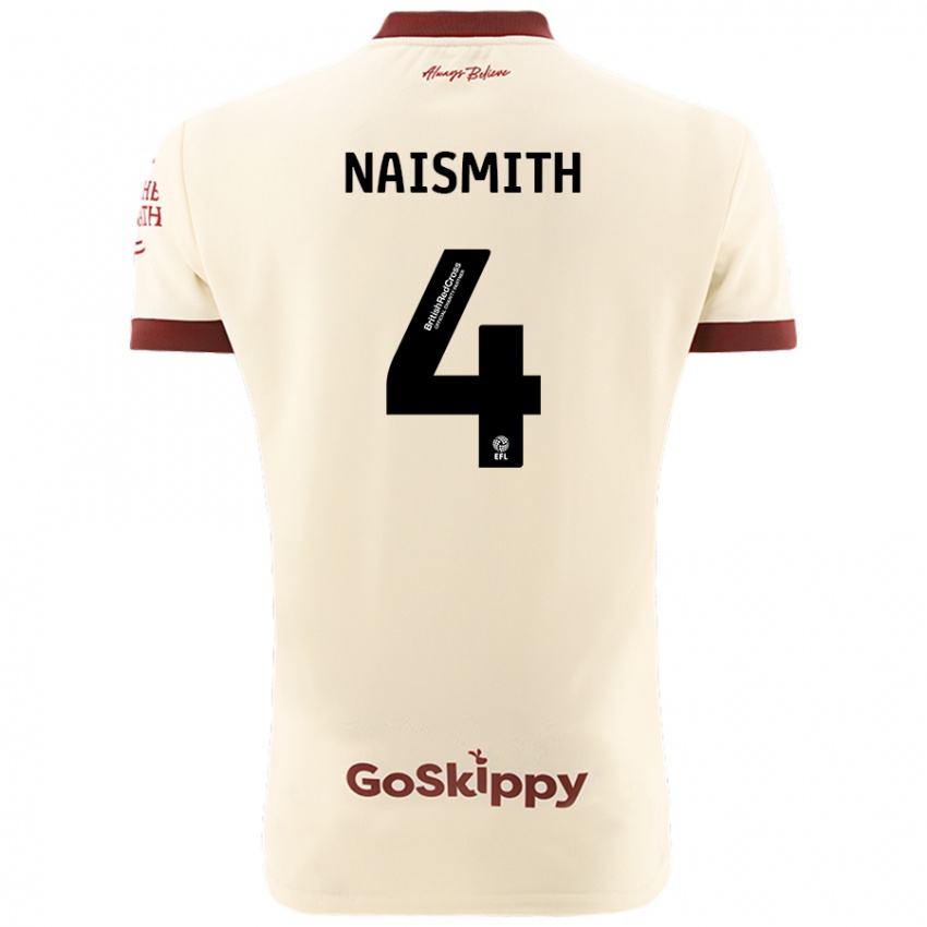 Gyermek Kal Naismith #4 Krém Fehér Idegenbeli Jersey 2024/25 Mez Póló Ing