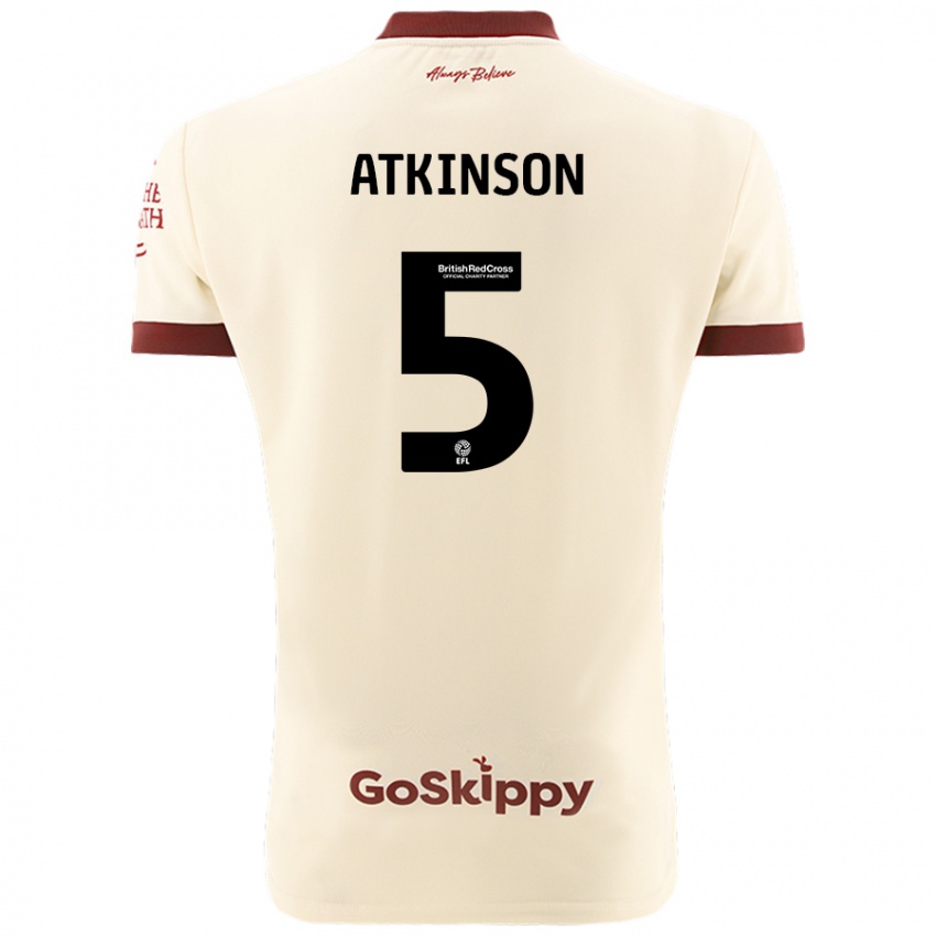 Gyermek Rob Atkinson #5 Krém Fehér Idegenbeli Jersey 2024/25 Mez Póló Ing