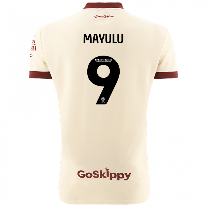 Gyermek Fally Mayulu #9 Krém Fehér Idegenbeli Jersey 2024/25 Mez Póló Ing