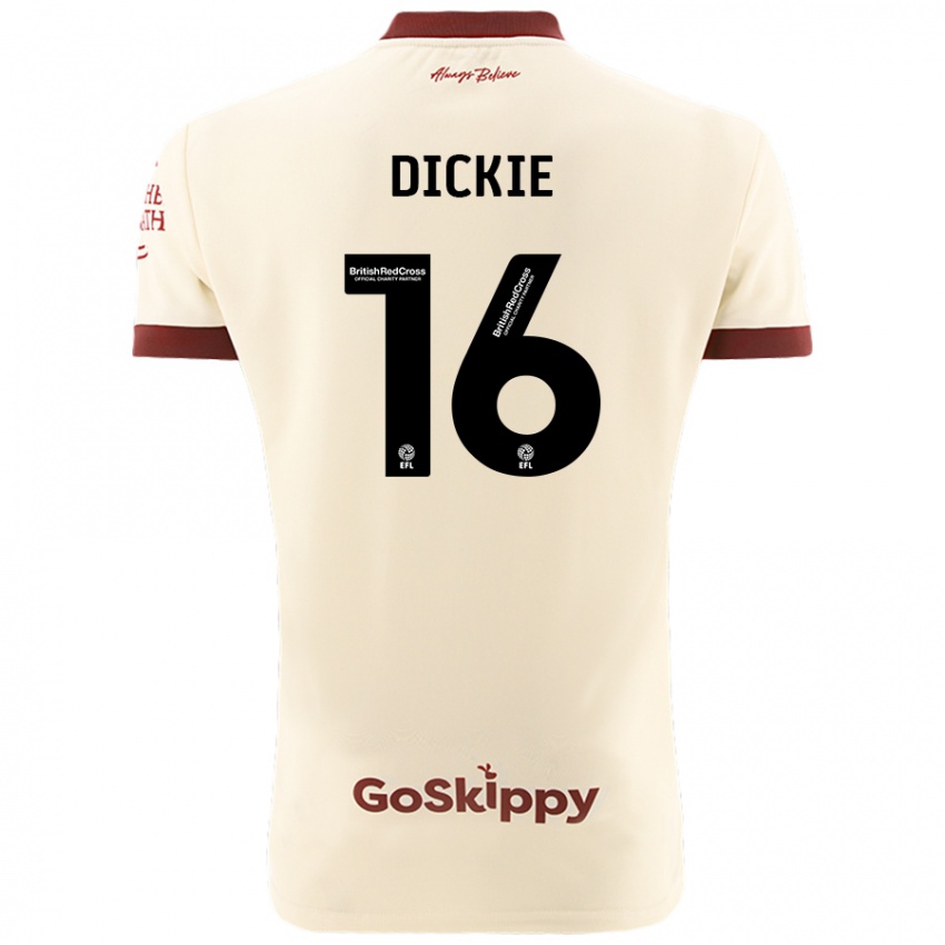 Gyermek Rob Dickie #16 Krém Fehér Idegenbeli Jersey 2024/25 Mez Póló Ing