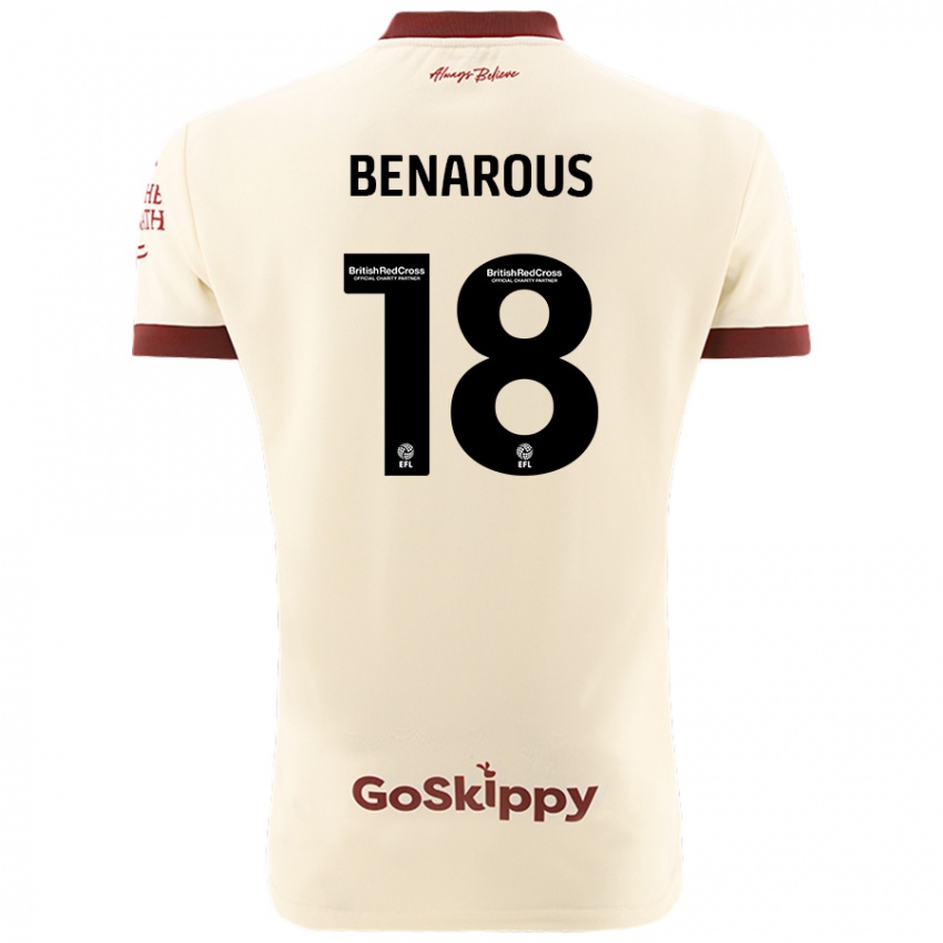 Gyermek Ayman Benarous #18 Krém Fehér Idegenbeli Jersey 2024/25 Mez Póló Ing