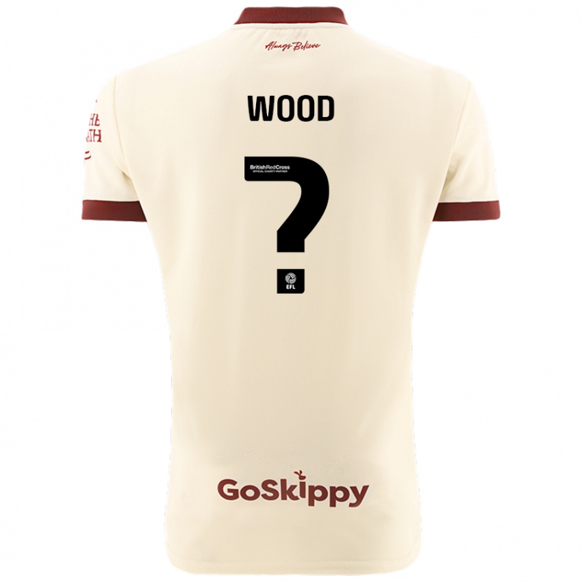 Gyermek Callum Wood #0 Krém Fehér Idegenbeli Jersey 2024/25 Mez Póló Ing