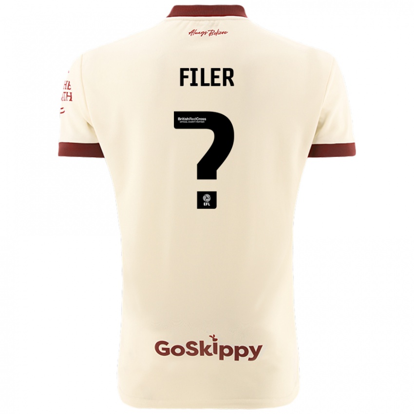 Gyermek Charlie Filer #0 Krém Fehér Idegenbeli Jersey 2024/25 Mez Póló Ing