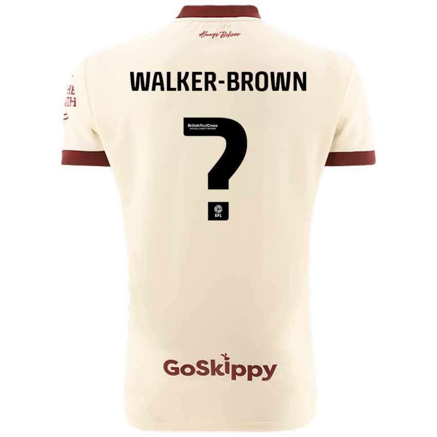 Gyermek Rushon Walker-Brown #0 Krém Fehér Idegenbeli Jersey 2024/25 Mez Póló Ing