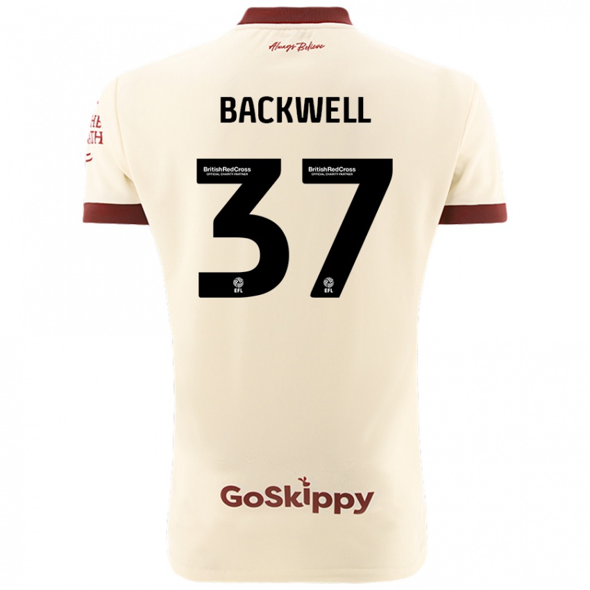 Gyermek Tommy Backwell #37 Krém Fehér Idegenbeli Jersey 2024/25 Mez Póló Ing