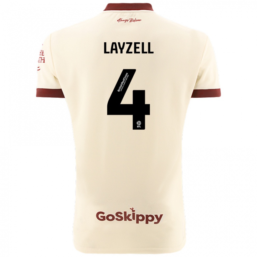 Gyermek Naomi Layzell #4 Krém Fehér Idegenbeli Jersey 2024/25 Mez Póló Ing