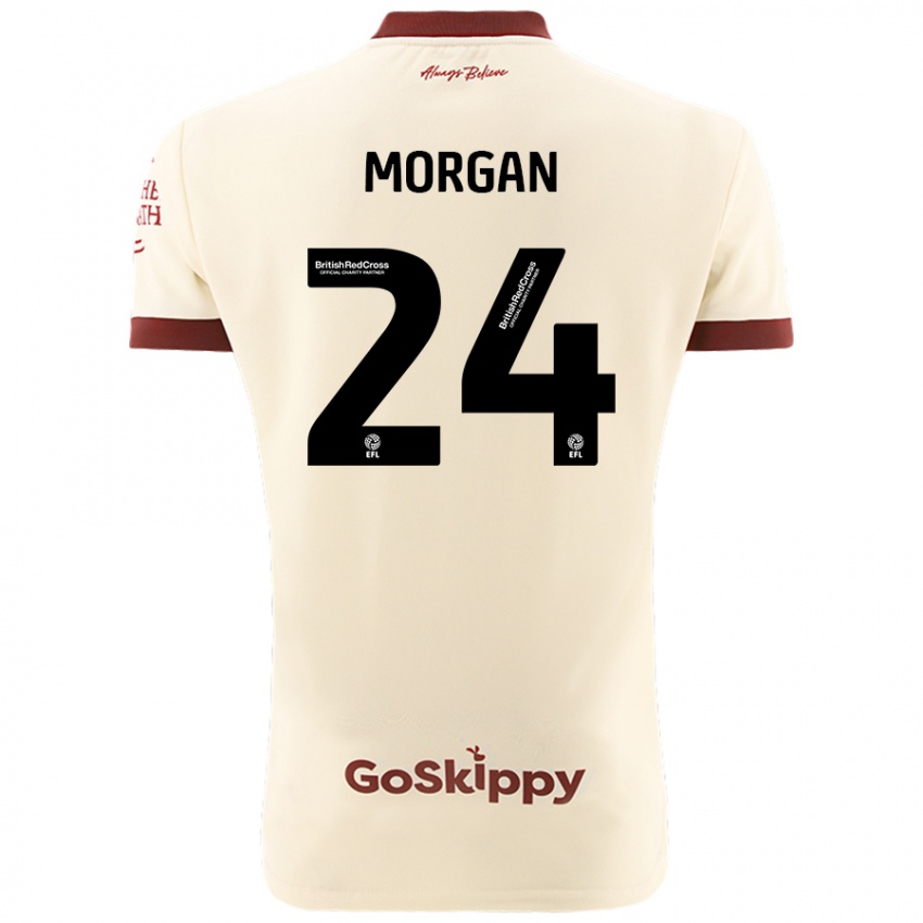 Gyermek Ffion Morgan #24 Krém Fehér Idegenbeli Jersey 2024/25 Mez Póló Ing