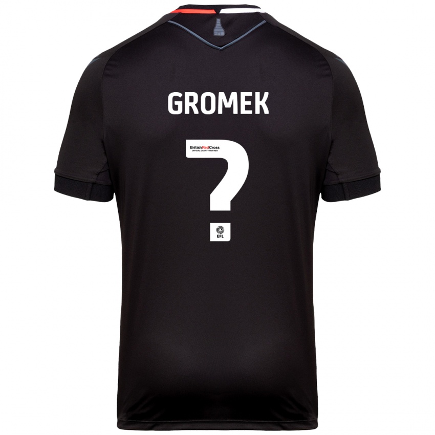 Gyermek Wiktor Gromek #0 Fekete Idegenbeli Jersey 2024/25 Mez Póló Ing