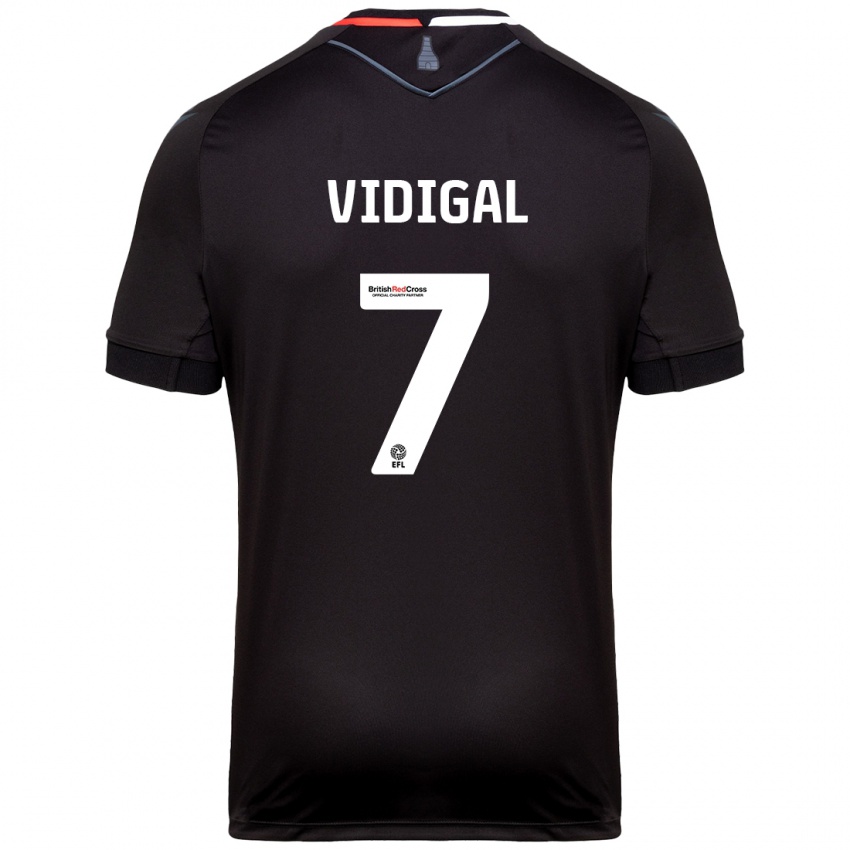 Gyermek André Vidigal #7 Fekete Idegenbeli Jersey 2024/25 Mez Póló Ing