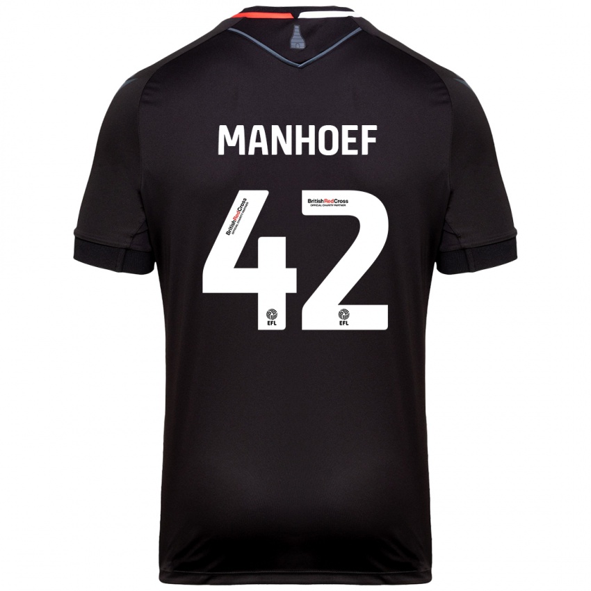 Gyermek Million Manhoef #42 Fekete Idegenbeli Jersey 2024/25 Mez Póló Ing