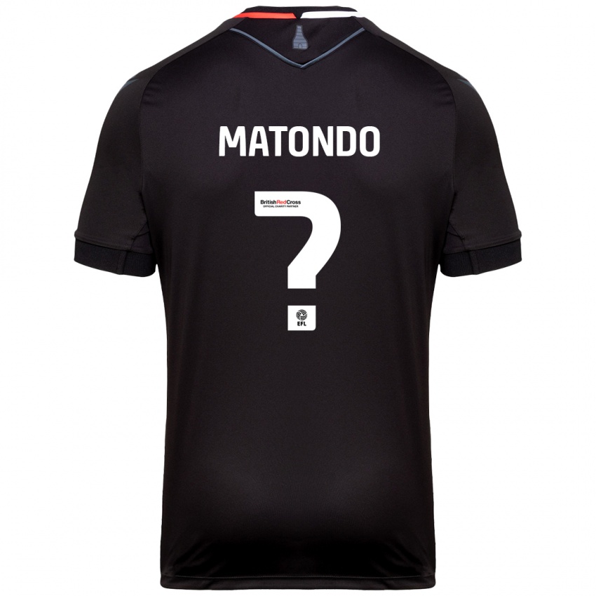 Gyermek Japhet Matondo #0 Fekete Idegenbeli Jersey 2024/25 Mez Póló Ing