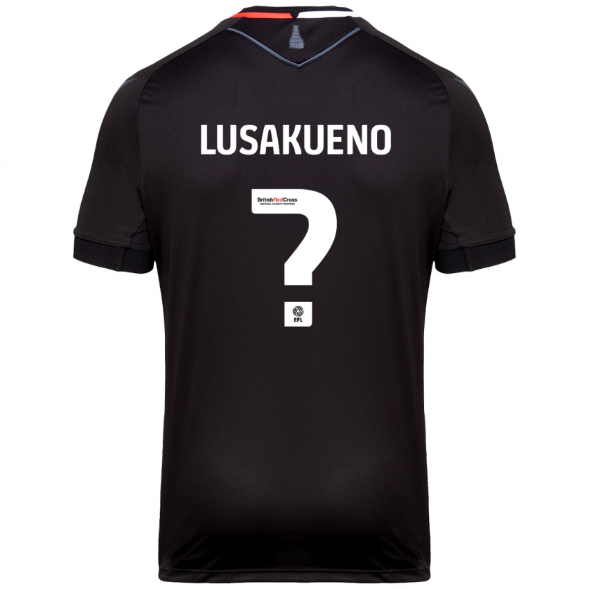 Gyermek Matty Lusakueno #0 Fekete Idegenbeli Jersey 2024/25 Mez Póló Ing