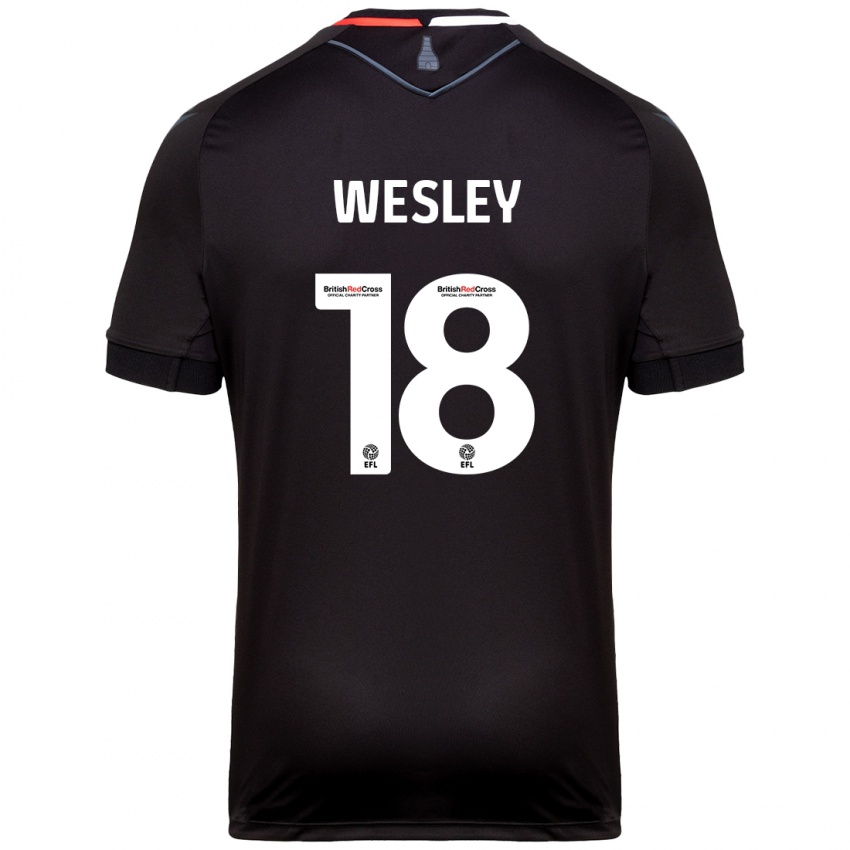 Gyermek Wesley Moraes #18 Fekete Idegenbeli Jersey 2024/25 Mez Póló Ing