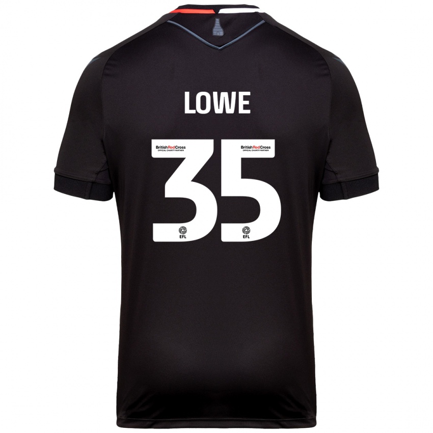 Gyermek Nathan Lowe #35 Fekete Idegenbeli Jersey 2024/25 Mez Póló Ing