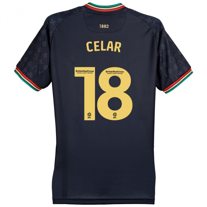 Gyermek Zan Celar #18 Sötét Sötétkék Idegenbeli Jersey 2024/25 Mez Póló Ing