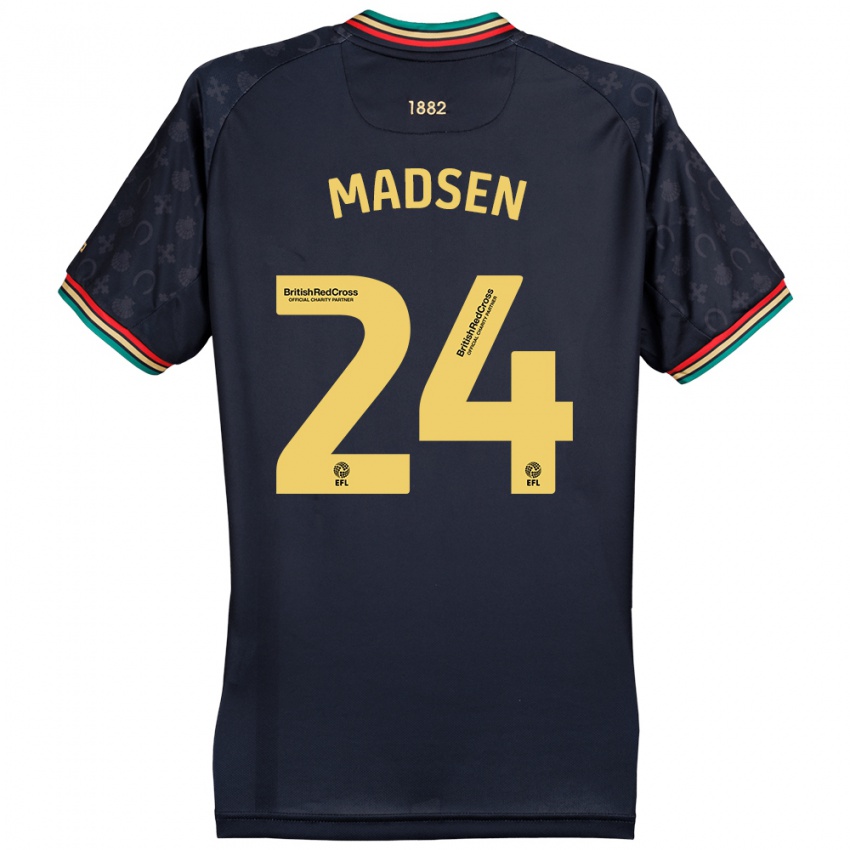 Gyermek Nicolas Madsen #24 Sötét Sötétkék Idegenbeli Jersey 2024/25 Mez Póló Ing