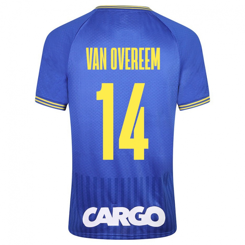 Gyermek Joris Van Overeem #14 Fehér Idegenbeli Jersey 2024/25 Mez Póló Ing