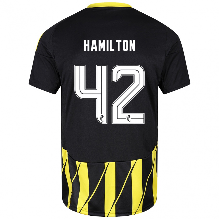 Gyermek Brendan Hamilton #42 Fekete Sárga Idegenbeli Jersey 2024/25 Mez Póló Ing