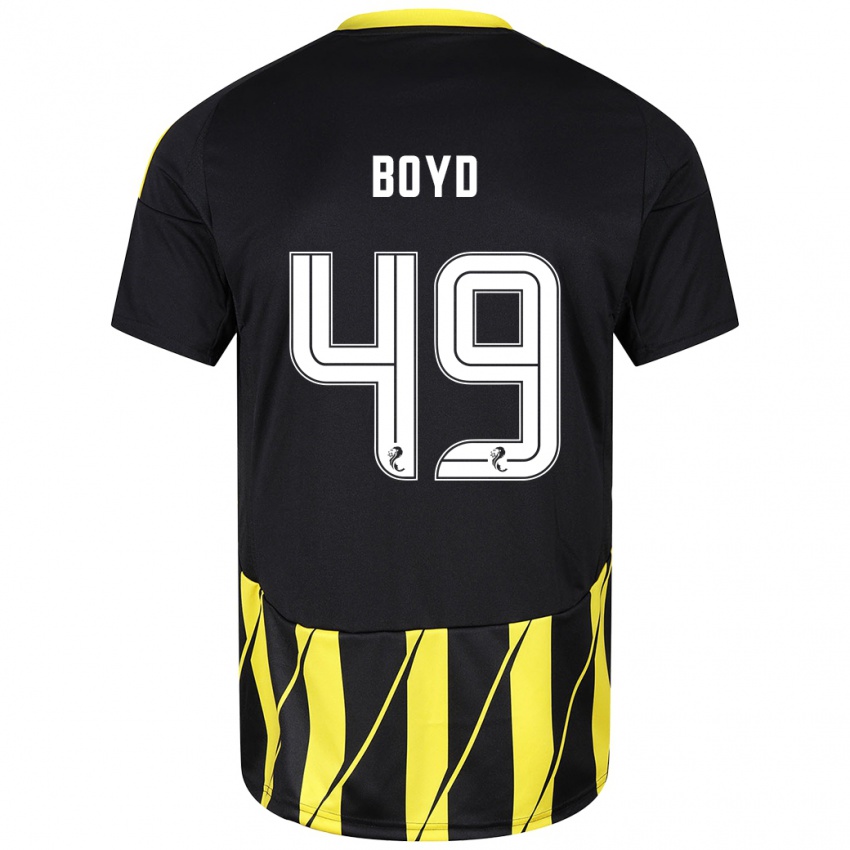 Gyermek Fletcher Boyd #49 Fekete Sárga Idegenbeli Jersey 2024/25 Mez Póló Ing