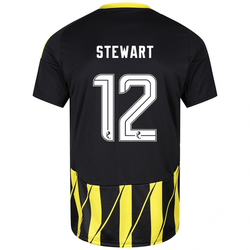 Gyermek Hannah Stewart #12 Fekete Sárga Idegenbeli Jersey 2024/25 Mez Póló Ing