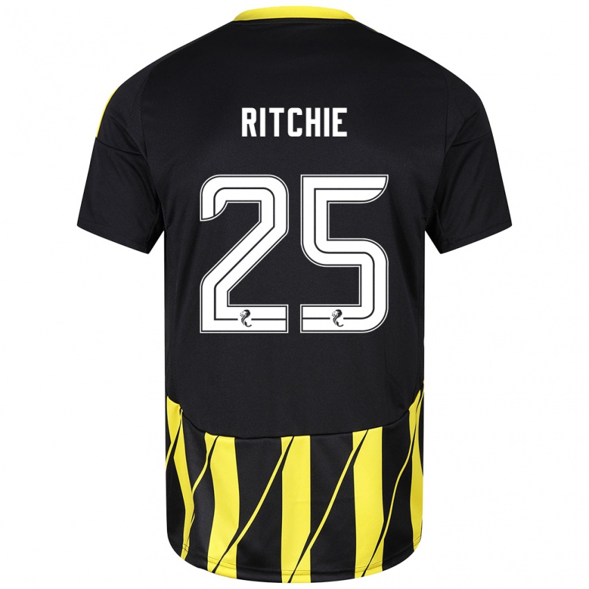 Gyermek Tom Ritchie #25 Fekete Sárga Idegenbeli Jersey 2024/25 Mez Póló Ing