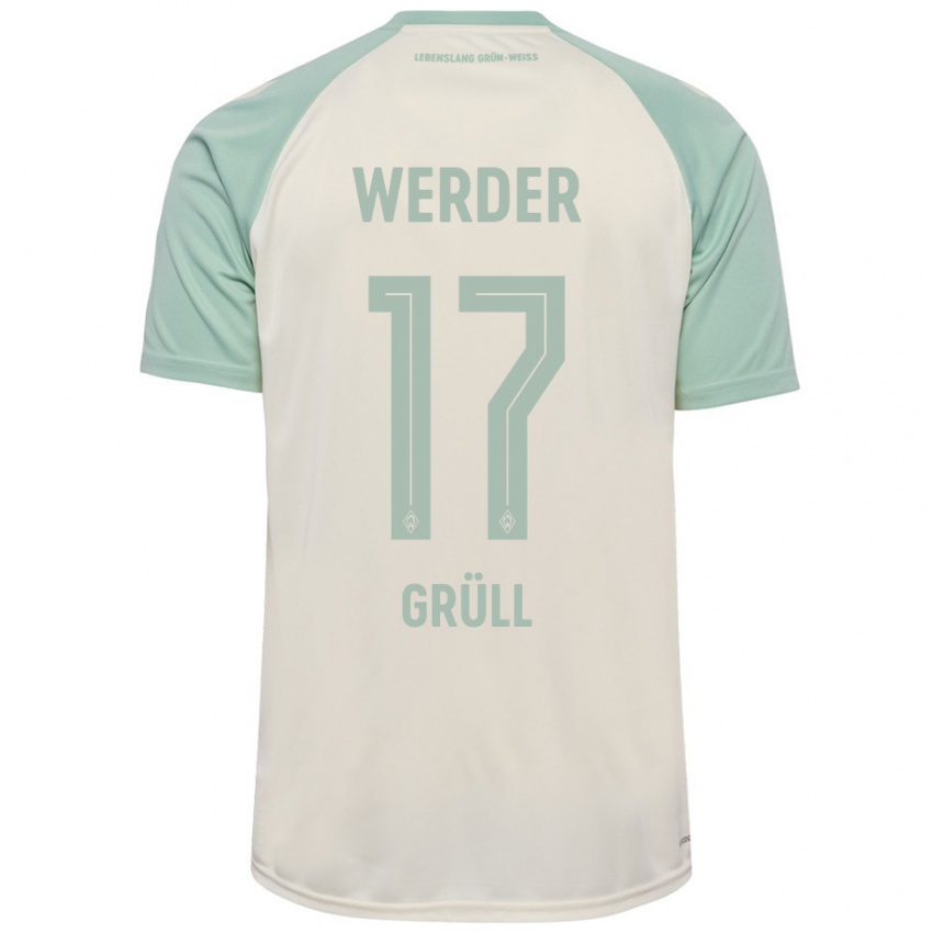 Gyermek Marco Grüll #17 Törtfehér Világoszöld Idegenbeli Jersey 2024/25 Mez Póló Ing