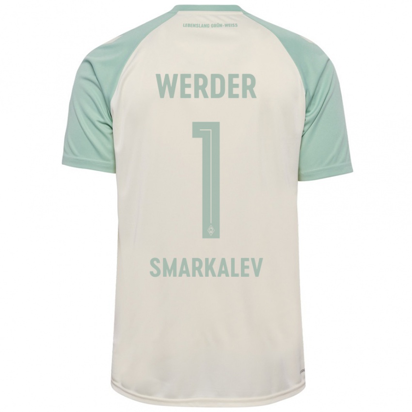 Gyermek Stefan Smarkalev #1 Törtfehér Világoszöld Idegenbeli Jersey 2024/25 Mez Póló Ing