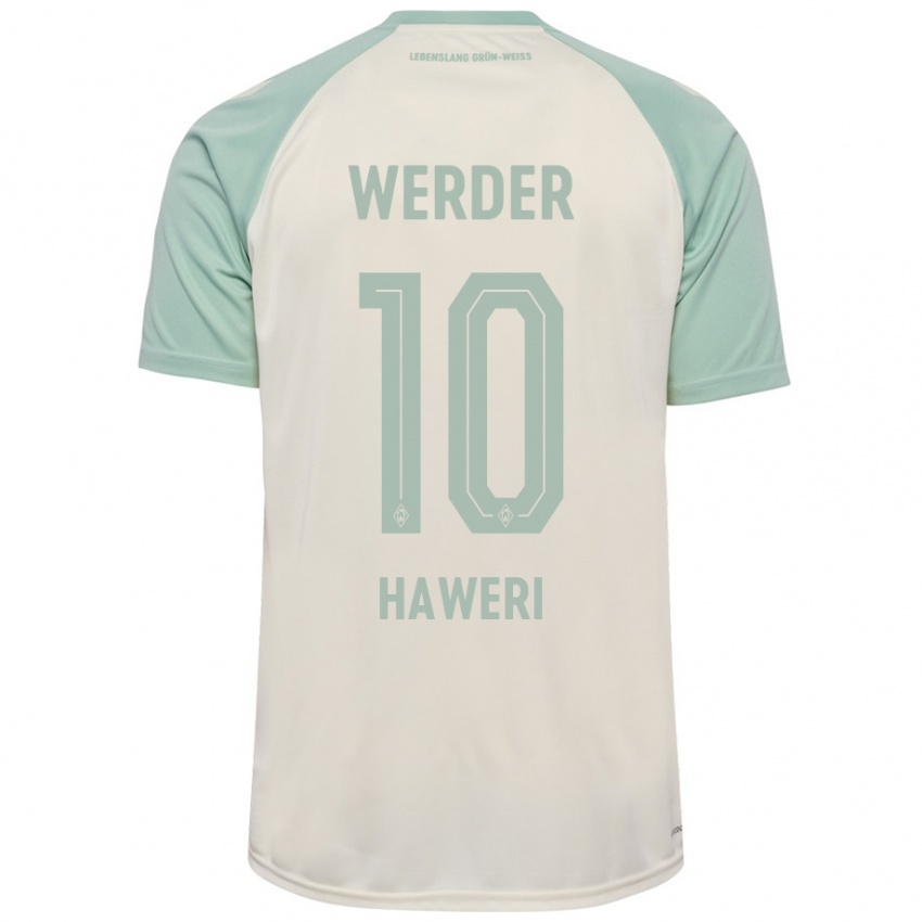 Gyermek Adrian Haweri #10 Törtfehér Világoszöld Idegenbeli Jersey 2024/25 Mez Póló Ing