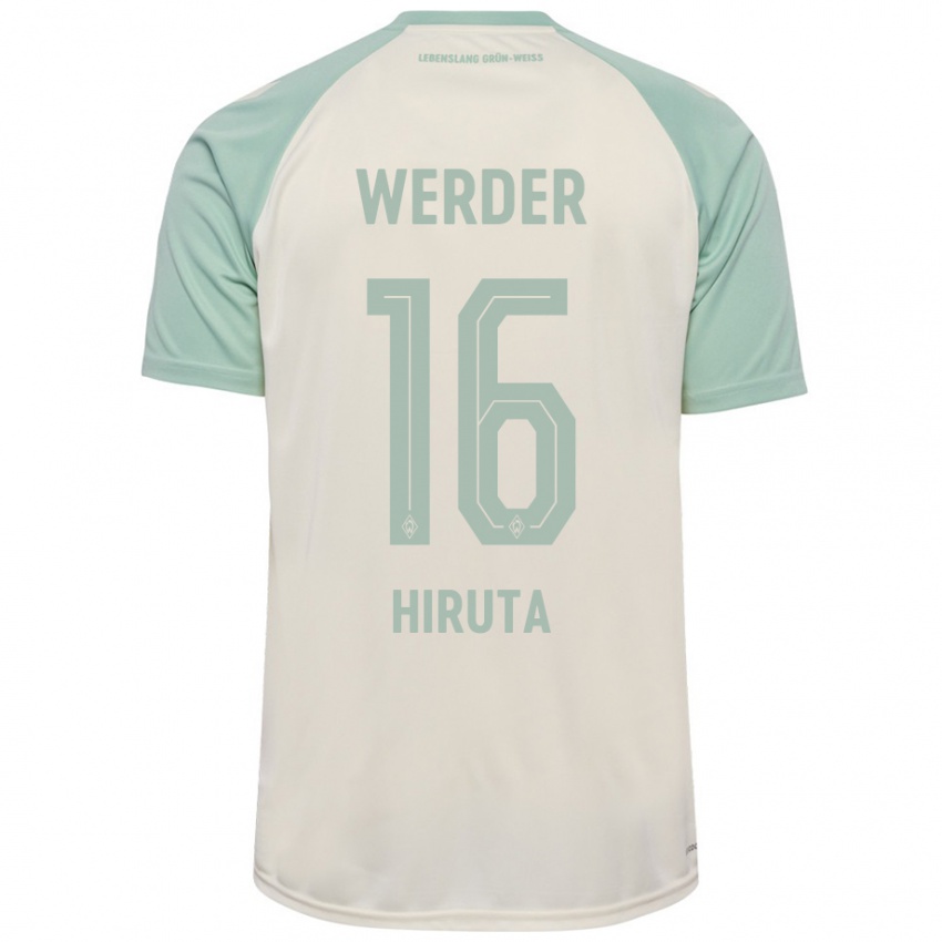 Gyermek Ikumi Hiruta #16 Törtfehér Világoszöld Idegenbeli Jersey 2024/25 Mez Póló Ing