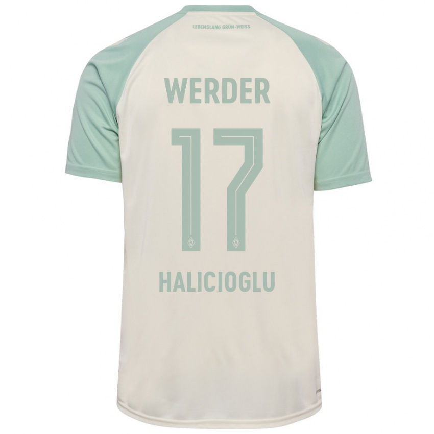 Gyermek Arda Halicioglu #17 Törtfehér Világoszöld Idegenbeli Jersey 2024/25 Mez Póló Ing