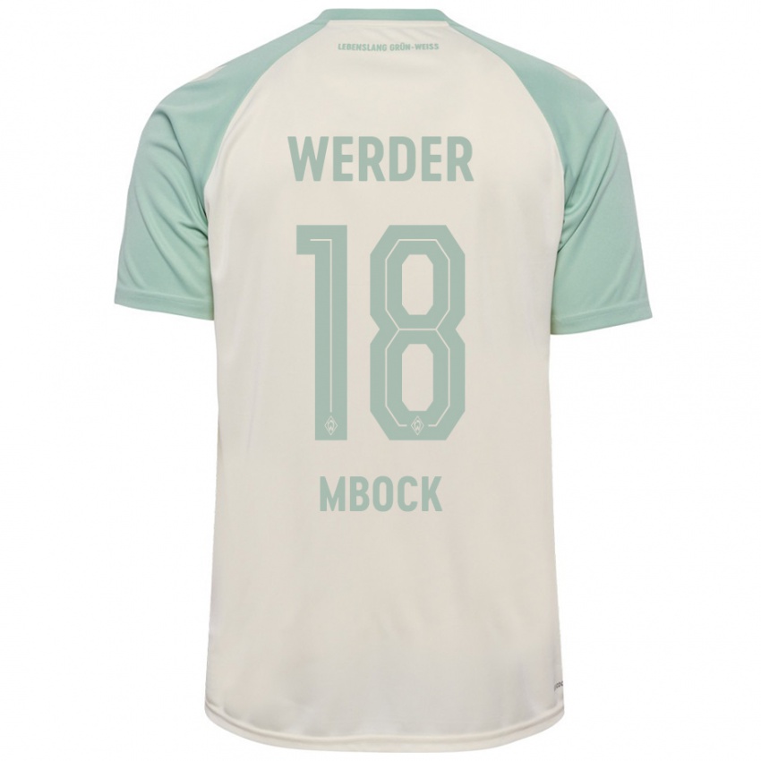 Gyermek Princewill Mbock #18 Törtfehér Világoszöld Idegenbeli Jersey 2024/25 Mez Póló Ing