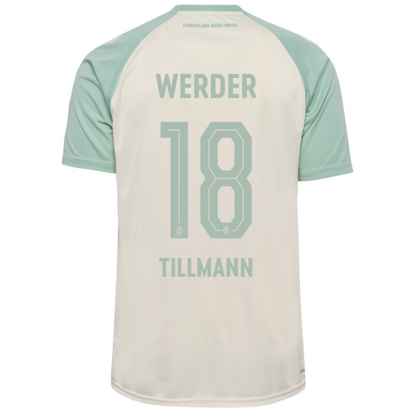 Gyermek Felix Tillmann #18 Törtfehér Világoszöld Idegenbeli Jersey 2024/25 Mez Póló Ing