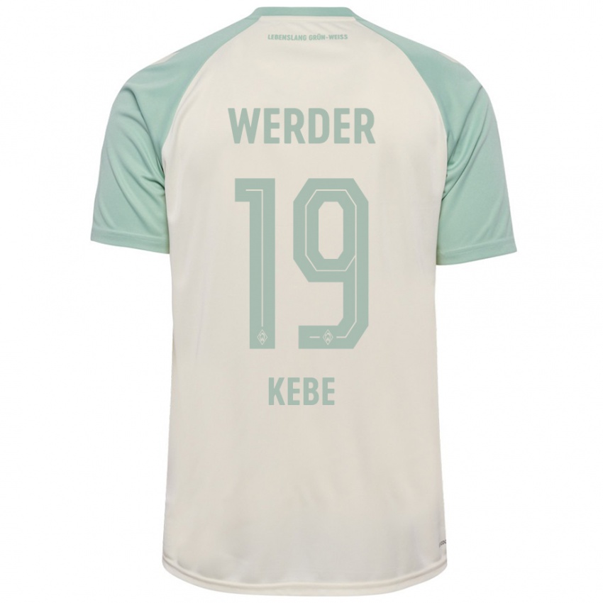 Gyermek David Kébé #19 Törtfehér Világoszöld Idegenbeli Jersey 2024/25 Mez Póló Ing