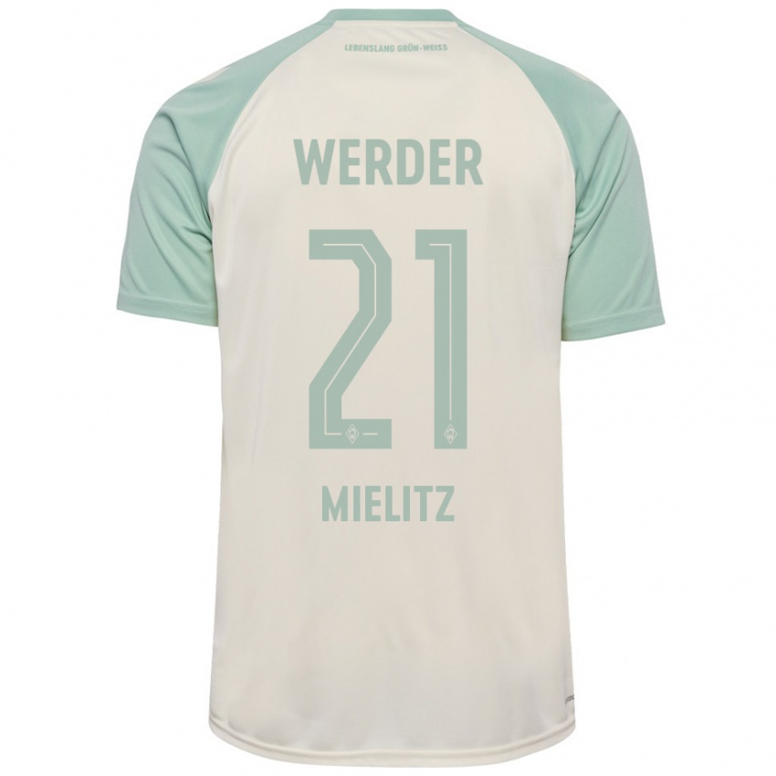 Gyermek Sebastian Mielitz #21 Törtfehér Világoszöld Idegenbeli Jersey 2024/25 Mez Póló Ing