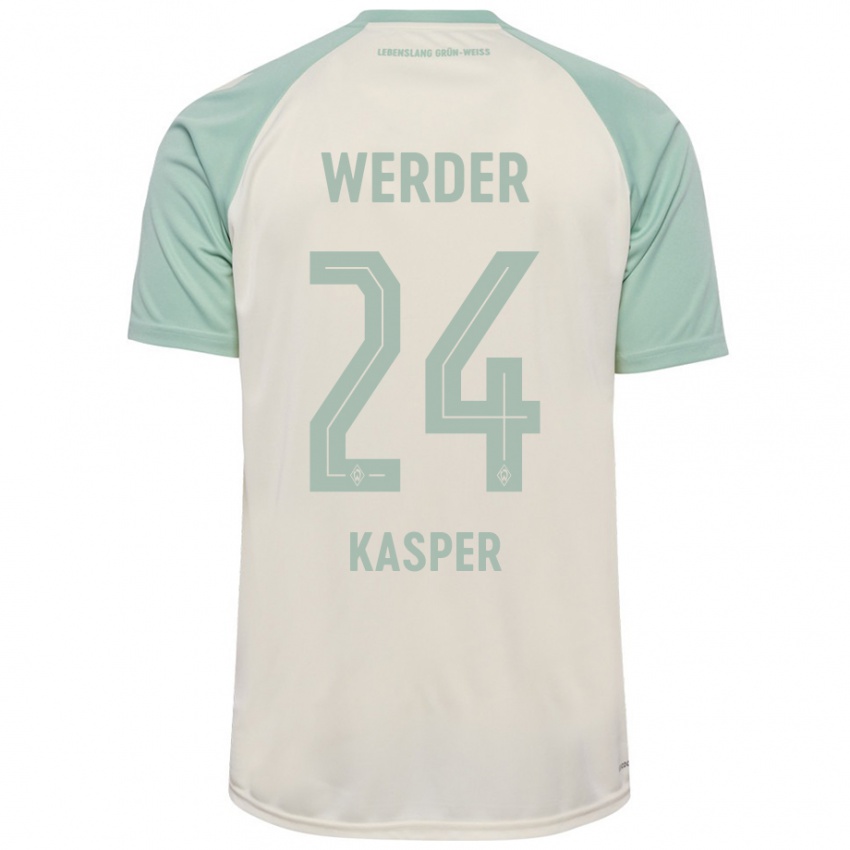 Gyermek Dominik Kasper #24 Törtfehér Világoszöld Idegenbeli Jersey 2024/25 Mez Póló Ing