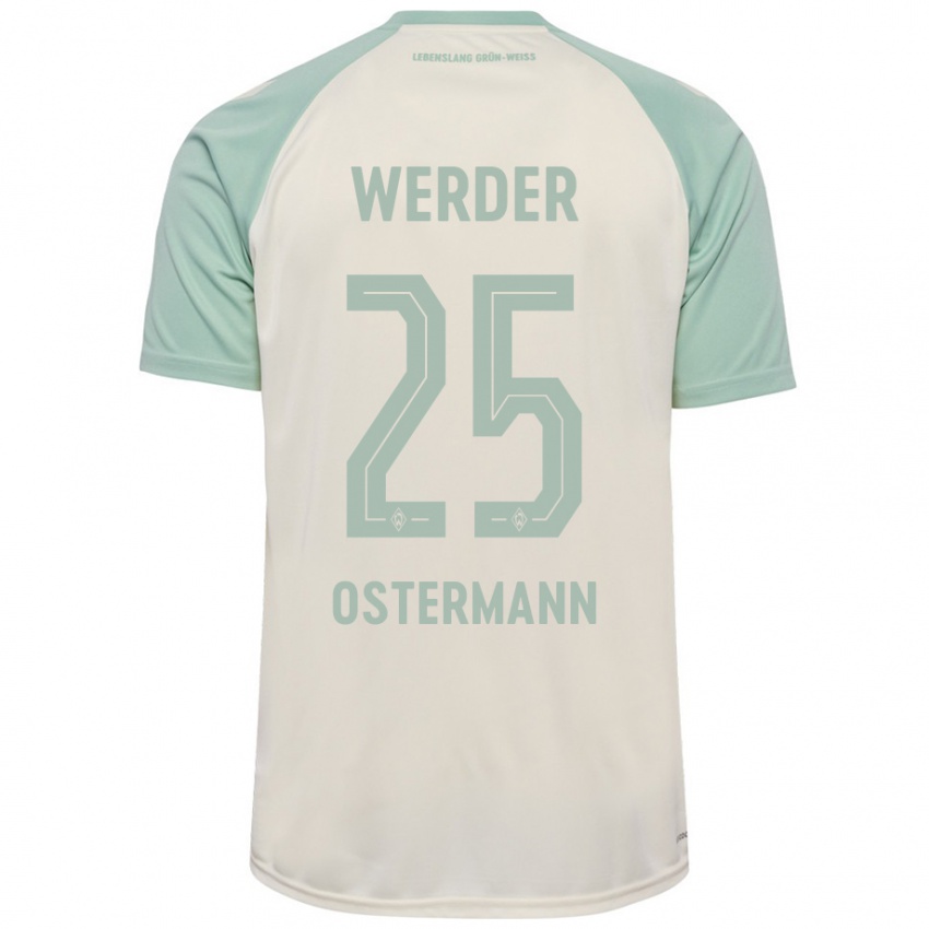 Gyermek Ben Ostermann #25 Törtfehér Világoszöld Idegenbeli Jersey 2024/25 Mez Póló Ing