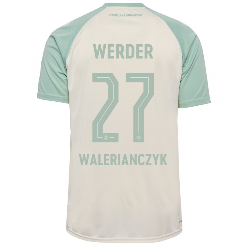 Gyermek Dennis Walerianczyk #27 Törtfehér Világoszöld Idegenbeli Jersey 2024/25 Mez Póló Ing