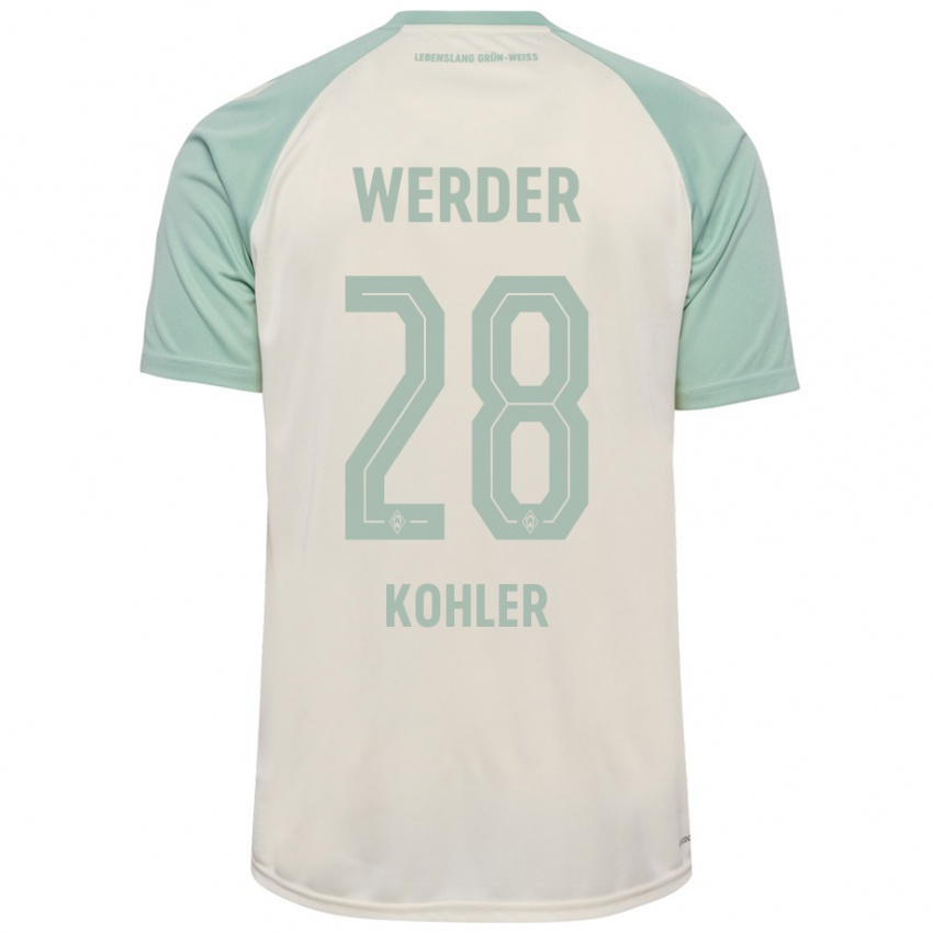 Gyermek Ethan Kohler #28 Törtfehér Világoszöld Idegenbeli Jersey 2024/25 Mez Póló Ing