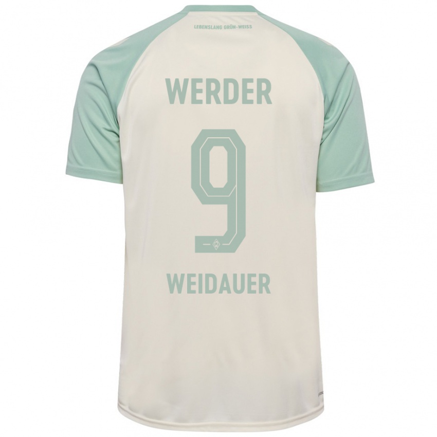 Gyermek Sophie Weidauer #9 Törtfehér Világoszöld Idegenbeli Jersey 2024/25 Mez Póló Ing