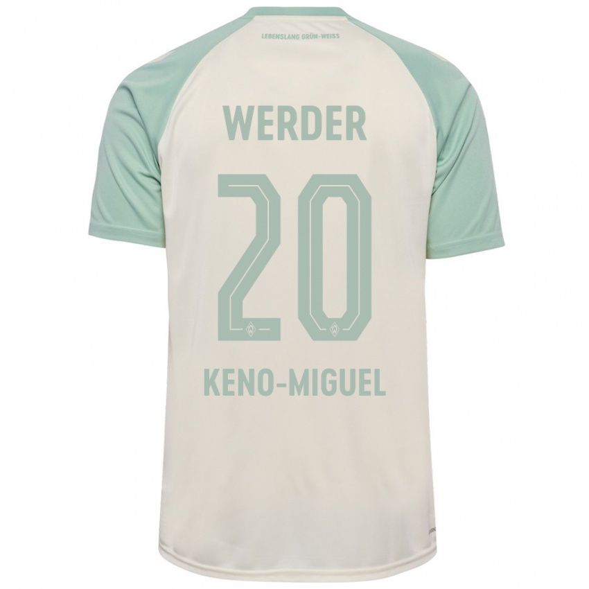 Gyermek Keno-Miguel Meyer #20 Törtfehér Világoszöld Idegenbeli Jersey 2024/25 Mez Póló Ing