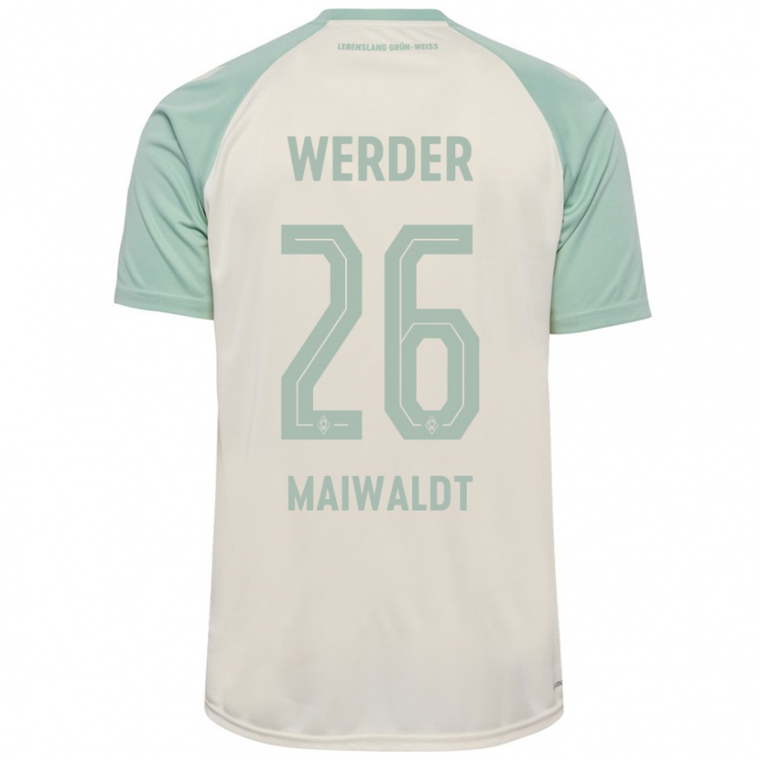 Gyermek Julius Maiwaldt #26 Törtfehér Világoszöld Idegenbeli Jersey 2024/25 Mez Póló Ing