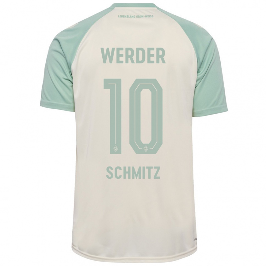 Gyermek Maximilian Schmitz #10 Törtfehér Világoszöld Idegenbeli Jersey 2024/25 Mez Póló Ing