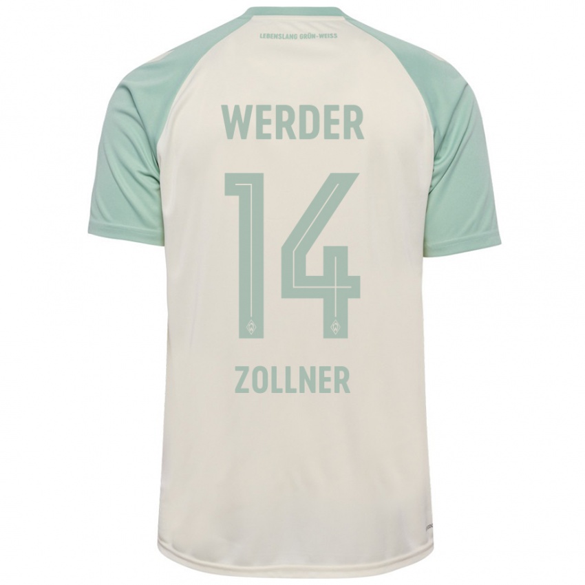 Gyermek Adrian Zollner #14 Törtfehér Világoszöld Idegenbeli Jersey 2024/25 Mez Póló Ing