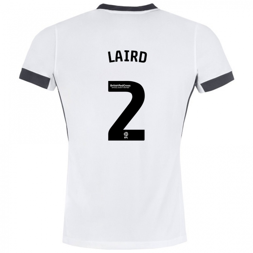 Gyermek Ethan Laird #2 Fehér Fekete Idegenbeli Jersey 2024/25 Mez Póló Ing