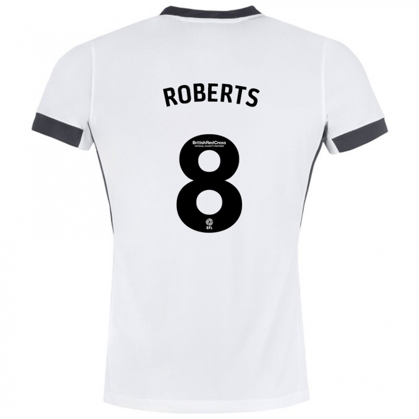 Gyermek Tyler Roberts #8 Fehér Fekete Idegenbeli Jersey 2024/25 Mez Póló Ing