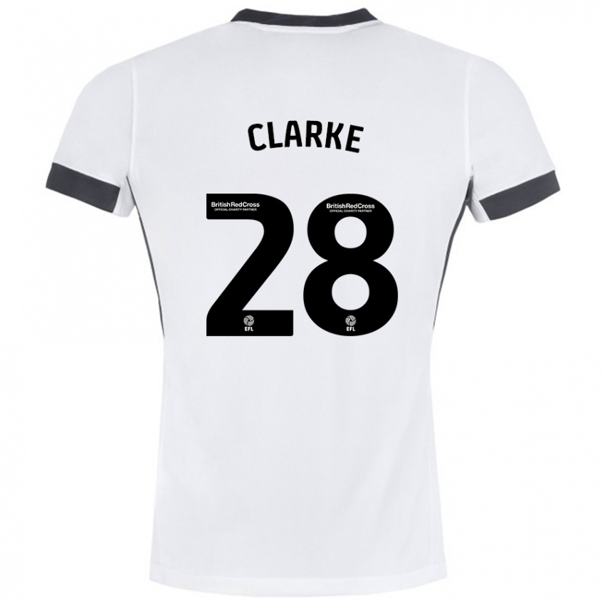 Gyermek Charlotte Clarke #28 Fehér Fekete Idegenbeli Jersey 2024/25 Mez Póló Ing