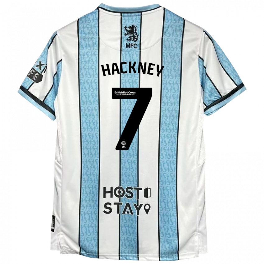 Gyermek Hayden Hackney #7 Fehér Kék Idegenbeli Jersey 2024/25 Mez Póló Ing