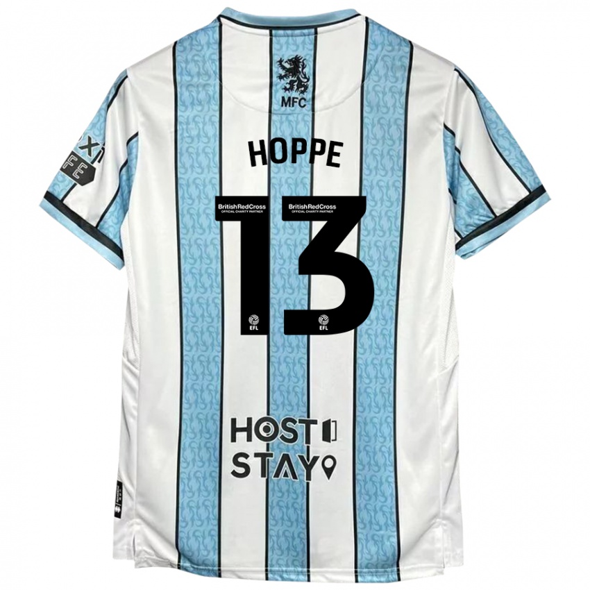 Gyermek Matthew Hoppe #13 Fehér Kék Idegenbeli Jersey 2024/25 Mez Póló Ing